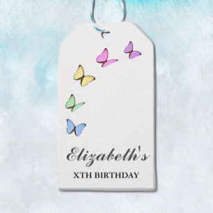 Bunte Schmetterlinge zum Geburtstag Geschenkanhänger