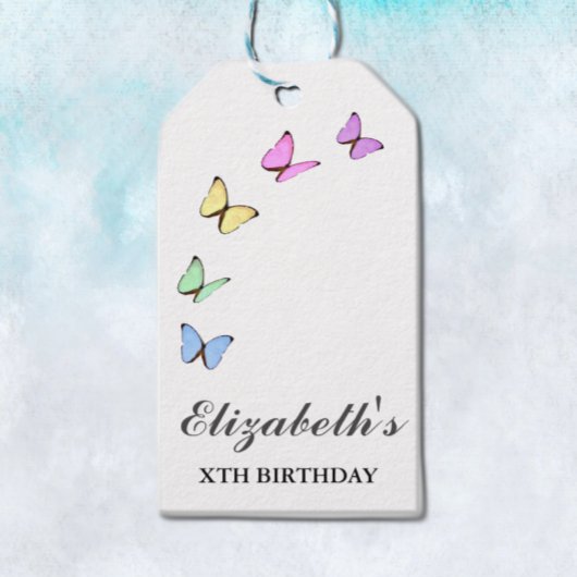Bunte Schmetterlinge zum Geburtstag Geschenkanhänger