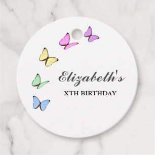 Bunte Schmetterlinge zum Geburtstag Geschenkanhänger