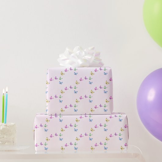 Bunte Schmetterlinge zum Geburtstag Geschenkpapier (Partygeschenke)