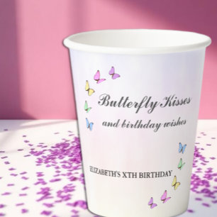 Bunte Schmetterlinge zum Geburtstag Pappbecher