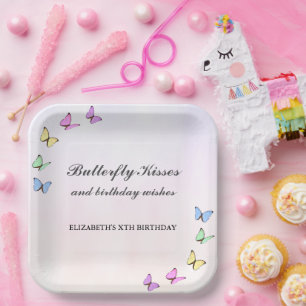 Bunte Schmetterlinge zum Geburtstag Pappteller