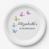 Bunte Schmetterlinge zum Geburtstag Pappteller (Vorderseite)
