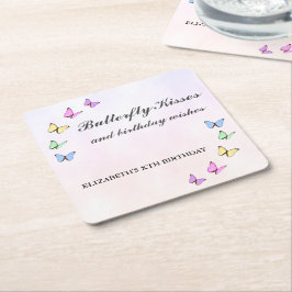Bunte Schmetterlinge zum Geburtstag Rechteckiger Pappuntersetzer
