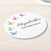 Bunte Schmetterlinge zum Geburtstag Runder Pappuntersetzer (Angewinkelt)