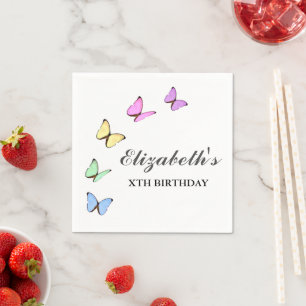Bunte Schmetterlinge zum Geburtstag Serviette