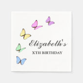 Bunte Schmetterlinge zum Geburtstag Serviette (Vorderseite)