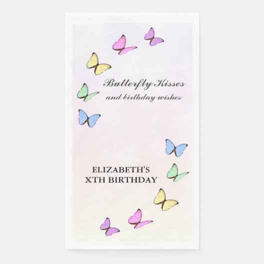 Bunte Schmetterlinge zum Geburtstag Serviette (Vorderseite)