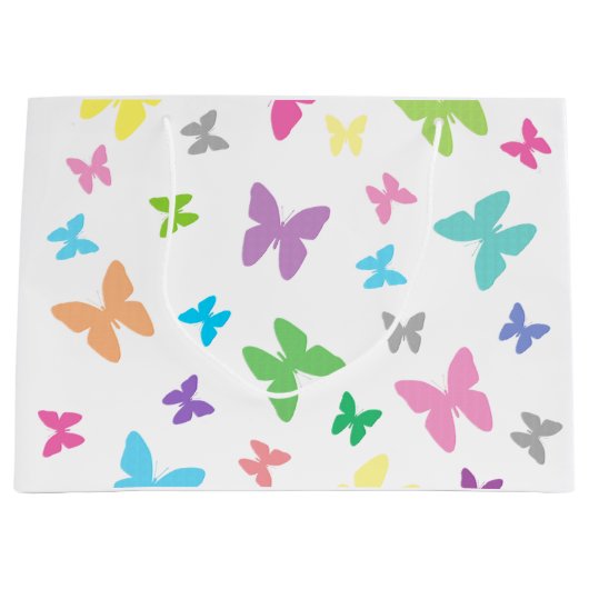 Bunte Schmetterlingskunst Große Geschenktüte (Vorderseite)
