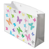 Bunte Schmetterlingskunst Große Geschenktüte (Rückseite Schrägansicht)