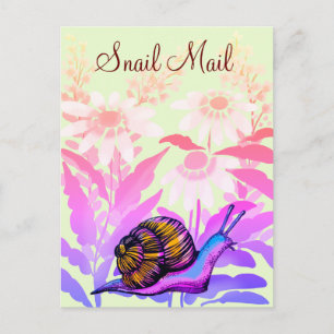 bunte Schneckenpost Postkarte