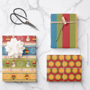 Bunte Schneemann-Weihnachtspapier-Set Geschenkpapier Set