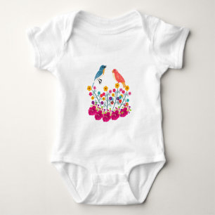 Bunte schöne Blumen- und Vögel-T-Shirts Baby Strampler