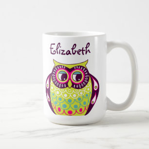 Bunte schrullige Tawny Eulen-Name-Tasse Kaffeetasse