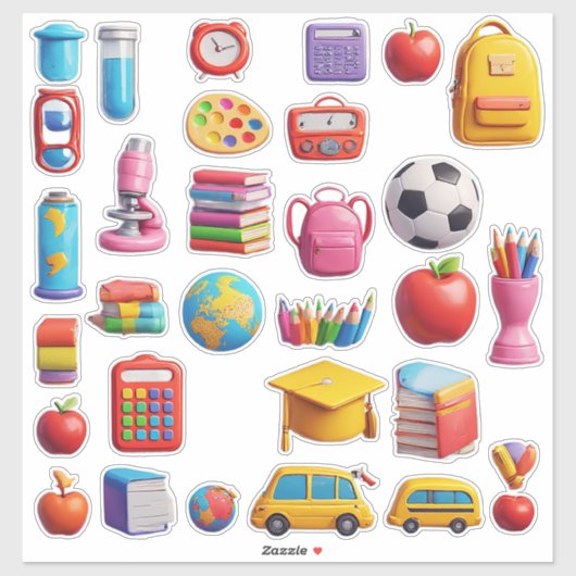 Bunte Schulmaterial-Sticker-Set für Schüler Aufkleber (Blatt)