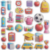 Bunte Schulmaterial-Sticker-Set für Schüler Aufkleber (Vorderseite)