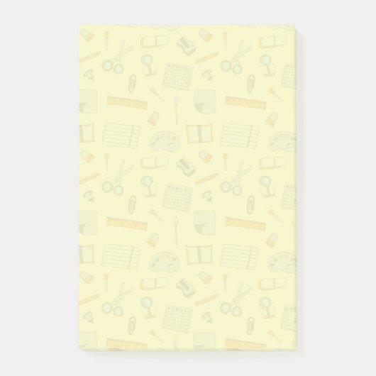Bunte Schulmaterialien Muster Post-it Klebezettel (Vorderseite)