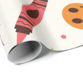 Bunte Schulstifte mit glücklichen Gesichtern Muste Geschenkpapier (Rolleneckpunkt)