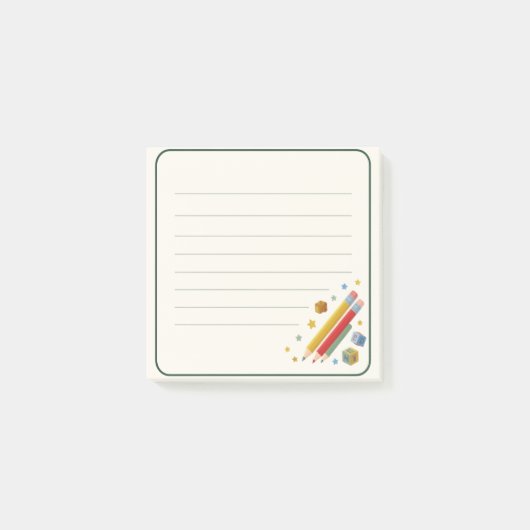 bunte Schulstifte Post-it Klebezettel (Vorderseite)