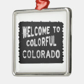 Bunte schwarze Willkommensschildverzierung Silbernes Ornament (Links)