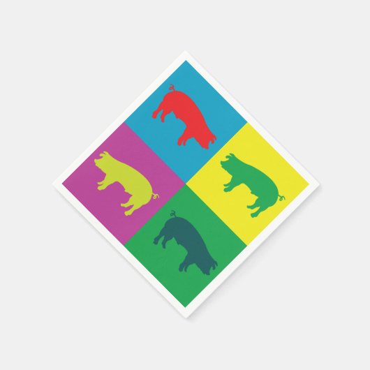 Bunte Schweine Napkins Serviette (Ecke)