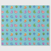Bunte Seashells blau Geschenkpapier (Flach)