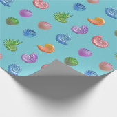 Bunte Seashells blau Geschenkpapier (Ecke)