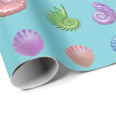 Bunte Seashells blau Geschenkpapier (Rolleneckpunkt)