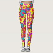 Bunte Sechziger des Blumen-Powers retro Leggings (Vorderseite)