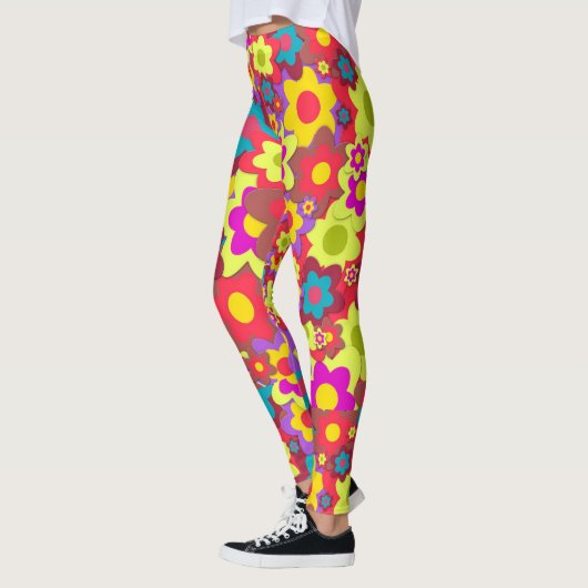 Bunte Sechziger des Blumen-Powers retro Leggings (Links)
