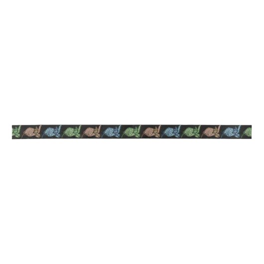 Bunte Seeschildkröte gemustert Satinband (Vorderseite)