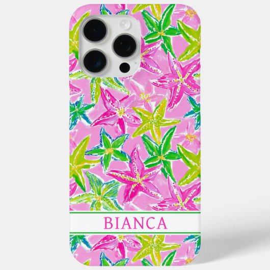 Bunte Seestern-Monogrammierte Case-Mate iPhone Hülle (Rückseite)