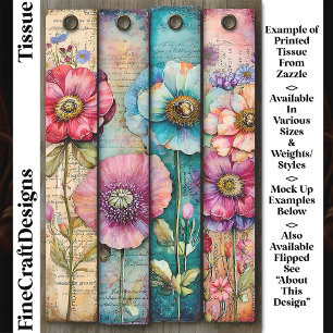 Bunte Shabby Chic Mohnblumen DL6L Decoupage Seidenpapier