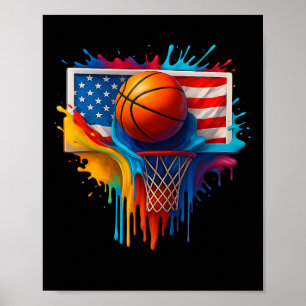 Bunte Sketll-Tie-Dye-Farbspritzer-Flagge USA  Poster