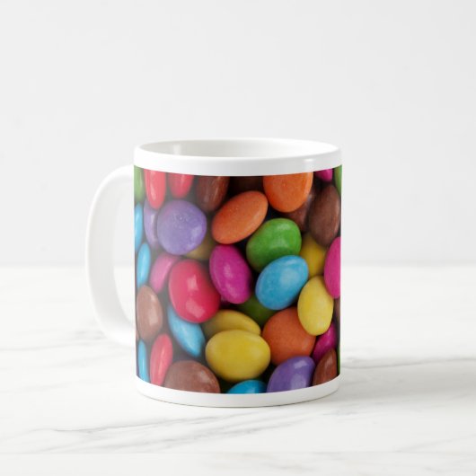 Bunte Skittlessüßigkeit Kaffeetasse (Vorderseite Links)