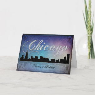 Bunte Skyline Chicagos Illinois Karte