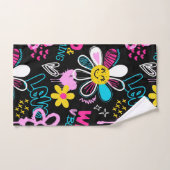 Bunte Smiley-Blumen-Graffiti-Muster-Babylätzchen Badhandtuch Set (Handtuch)