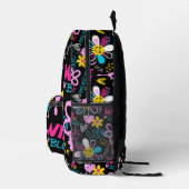 Bunte Smiley-Blumen-Graffiti-Muster-Babylätzchen Bedruckter Rucksack (Rechts)
