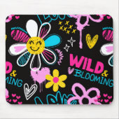 Bunte Smiley-Blumen-Graffiti-Muster-Babylätzchen Mousepad (Vorne)