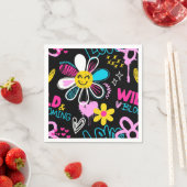 Bunte Smiley-Blumen-Graffiti-Muster-Babylätzchen Serviette (Beispiel)