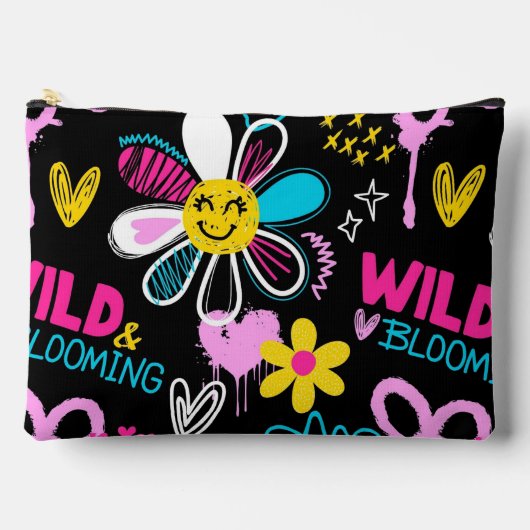 Bunte Smiley-Blumen-Graffiti-Muster-Babylätzchen Zubehörtasche (Vorderseite)