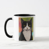 Bunte Smokings-Katze Tasse (Links)