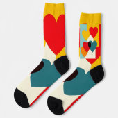 Bunte Socken Herzen Design (Linkes Detail)