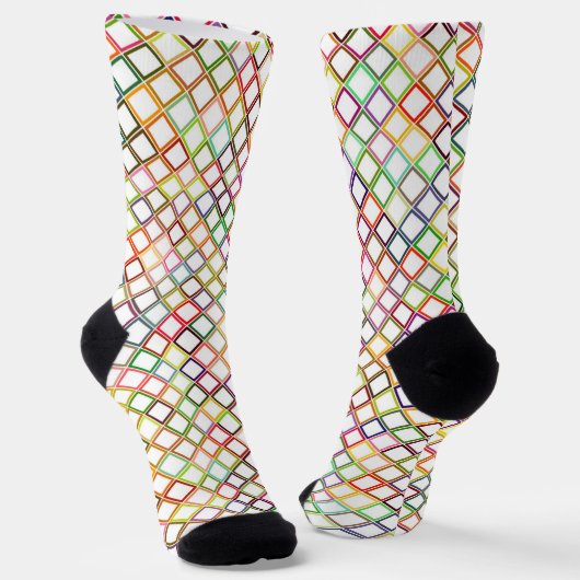 Bunte Socken mit einem lebendigen Diamantmuster (Gewinkelt)