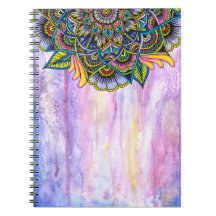Bunte Sommer-Mandala mit Aquarell-Hintergrund