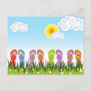 Bunte Sommer-Sandalen-Spaß in der Sonnengarten Postkarte