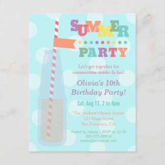 Bunte Sommergeburtstagsfeierlichkeiten Einladung