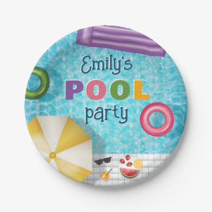 Bunte Sommerpoolparty Pappteller