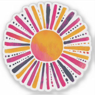 Bunte Sonne- Aquarellstil Aufkleber