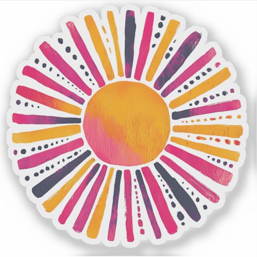 Bunte Sonne- Aquarellstil Aufkleber (Vorderseite)